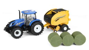 ERT61029 - NEW HOLLAND T6.175 mit 561 Rundballenpresse und 3 Ballen