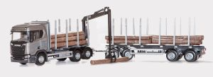 EMEK70683 - SCANIA R730 6x4 grau mit Dolly und 2-Achsen-Anhänger Holztransport