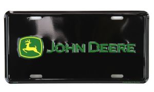97058-DEERE - Letrero metálico negro con el logotipo de JOHN DEERE - 15x30 cm