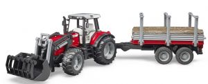 BRU2046 - MASSEY FERGUSON 7480 mit Holzlader und Anhänger