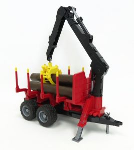 BRU2252 - Forstanhänger mit Entladekran und Baumstämmen Maßstab: 1/16