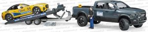 BRU2504 - DODGE RAM 2500 Power Wagon mit Anhänger und Roadster Racing Teamauto