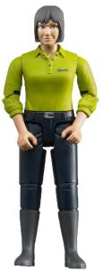 BRU60405 - Dunkelhaarige Frau mit grünem Hemd und dunkelblauer Hose Maßstab: 1/16
