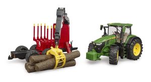 BRU3154 - JOHN DEERE 7R350 mit Holztransportanhänger