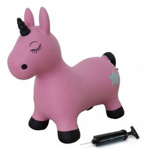 JAM460453 - Rosa Hüpftier Einhorn mit Pumpe