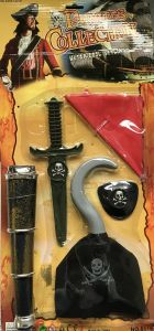 LPE50242B - Piratenset mit Teleskop; Haken; Augenklappe; Dolch und Augenbinde