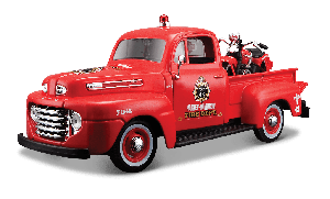 MST32191 - FORD F-1 Pick-up mit Motorrad HARLEY DAVIDSON 1936 Feuerwehrmann