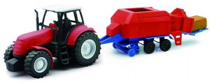 NEW05685A - Roter Traktor mit Ballenpresse