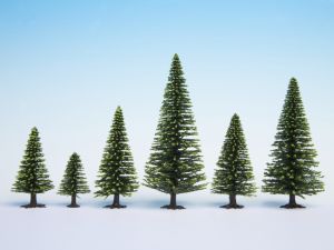 NOC26827 - Lot von 10 hellgrünen Weihnachtsbäumen mit einer Höhe von 16 bis 19 cm