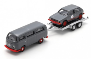 SCH87U00067 - VOLKSWAGEN T2 Bus mit Anhänger und VOLKSWAGEN Golf I GTI