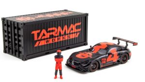 T64-008-4A4R - MERCEDES AMG GT3 #4 2018 mit Container und Figur, schwarz und rot