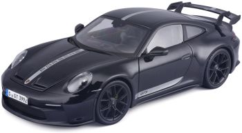 MST36458BKS - Porsche 911 GT3, Baujahr 2022, schwarz mit grauen Streifen