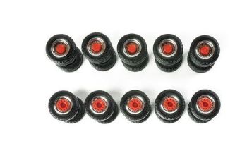 HER052603 - 10 Sätze LKW-Reifen mit Doppelgelenkfelgen – Chrom und Rot