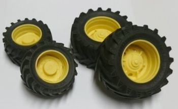 ART04274J - 4 gelbe Trelleborg-Räder – vorne 47 x 24 mm – hinten 62 x 30 mm