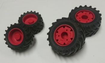 ART04277 - 4 rote Trelleborg-Räder – vorne 47 x 24 mm – hinten 62 x 30 mm