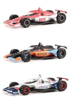 GREEN11545 - Set mit 3 Autos: INDIANAPOLIS 500 #8 Marcus ERICSSON - #5 Pato O'WARD - #1 Tony KANAAN.