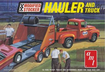 AMT1310/12 - FORD Pick-up mit Autotransporter GULF zum Zusammenbauen und Bemalen