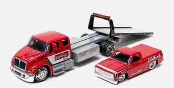MST15055MJR - INTERNATIONAL Durastar Flatbed mit Pick-up CHEVROLET 1500 1987 - EDELBROCK unter Blister
