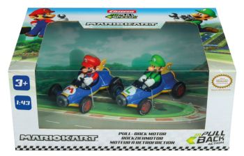 CARRERA15813018 - 2 Friktionskart mit Fahrer MARIO KART – Mario und Luigi