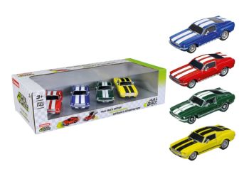 CARRERA15813031 - 4er-Pack FORD Mustang 1967 (Friktionsantrieb) – Blau, Rot, Grün, Gelb