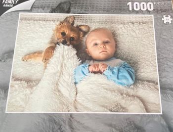 GLOT107-1 - Puzzle aus 1000 Teilen Baby mit seinem Hund