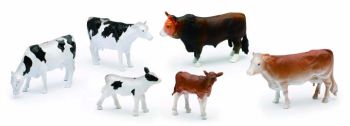 NEW05593E - Set aus 3 stehenden Kühen 2 Kälbern und 1 Stier