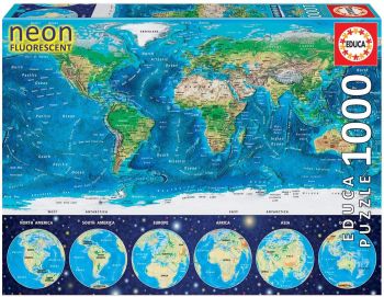 EDU16760 - Fluoreszierendes Weltkarten-Puzzle mit 1000 Teilen