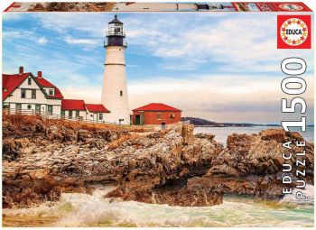 EDU17978 - Puzzle 1500 Teile Leuchtturm und Felsen