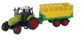 KID510653D - Grüner Claas Friction Tractor mit Viehanhänger