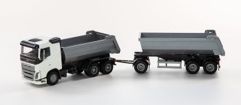 EMEK20352 - VOLVO FH 6x4, weißer Kipper mit 1+2-achsigem Kipper