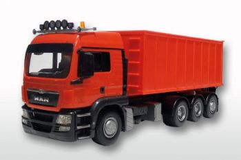 EMEK20898 - MAN TGS LX Forwarder 8x4 mit Anhänger 3 Achsen rot.
