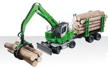 CON2958 - Bagger SENNEBOGEN 735E Rundholz-LKW mit 2-Achs-Anhänger