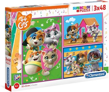CLE25239 - Puzzle 3x48 Teile 44 Katzen