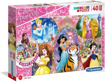 CLE25463 - Puzzle 40 Teile zum Herstellen auf dem Boden DISNEY Prinzessin - 100x70 cm