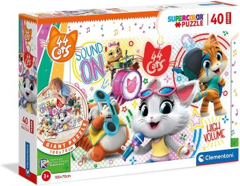 CLE25466 - Puzzle 40 Teile zum Herstellen am Boden 44 cats - 100x70 cm