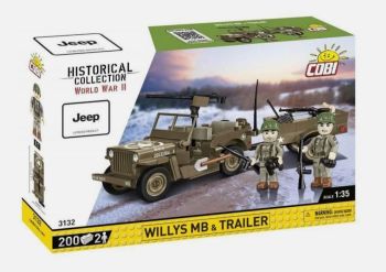 COB3132 - Jeep Willys MB Militärfahrzeug mit Anhänger – 200 Teile