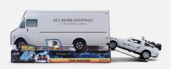 JAD36848 - DOLOREAN Graue Tarnung mit LKW-förmiger Box ZURÜCK IN DIE ZUKUNFT