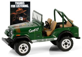 GREEN38070-C - JEEP CJ-7 1975 grün aus der SMOKEY BEAR-Serie in Blisterverpackung