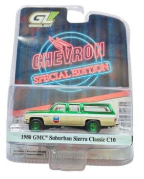 GREEN41175-D_VERT - GMC Suburban Sierra Classic C10 GRÜN aus der CHEVRON SPECIAL-Serie in Blisterverpackung