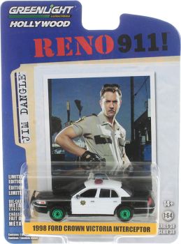 GREEN44980-B_VERT - FORD Crown Victoria Interceptor 1998 mit grünen Felgen aus dem Film RENO 911! in Blisterverpackung