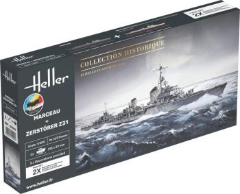 HEL55009 - Starter-Set mit Farben und Zubehör – Schlachtschiff Marceau und Zerstörer Z31 1:400