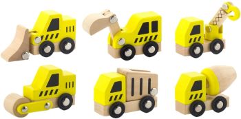VIG50541 - 6 Konstruktionsfahrzeuge aus Holz