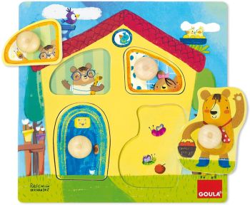 GOA53461 - 4-teiliges Holzpuzzle Haus der Bärenfamilie