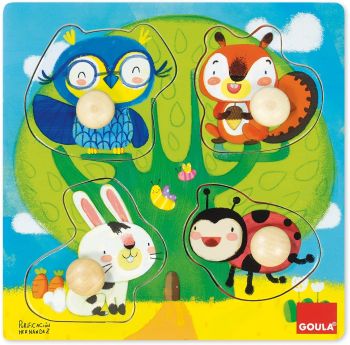 GOA53462 - Holzpuzzle 4 Teile Tiere des Waldes