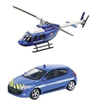 MDM57007A - RENAULT Megane Gendarmerie mit Helikopter (Random Scale Helikopter)