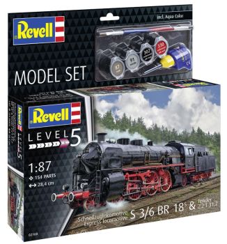 REV62168 - MODEL SET – Expresslokomotive S3/6 BR 18 mit Tender zum Zusammenbauen mit Farbe