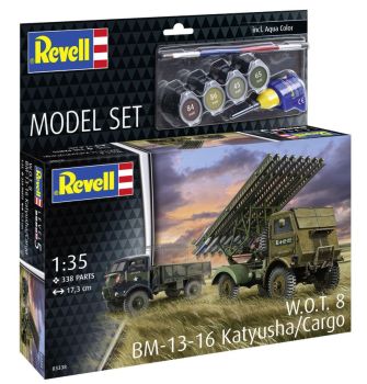 REV63338 - MODEL SET – Militärfahrzeug W.O.T. 8 BM-13-16 Katyusha/Cargo zum Zusammenbau mit Farbe