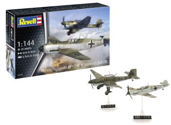 REV63770 - MODEL SET - 2 Militärflugzeuge MESSERSCHMITT Bf109E & Junkers zum Zusammenbau mit Farbe