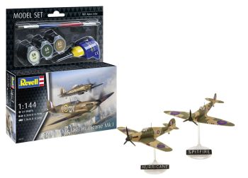 REV63771 - MODEL SET – Flugzeug SUPERMARINE Spitfire Mk.Ia & HURRICANE MK.I zum Zusammenbauen und Bemalen