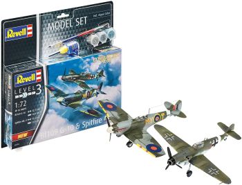 REV63710 - Messerschmitt Bf109G-10 & Spitfire Mk.V Combat Set mit baubarer Farbe